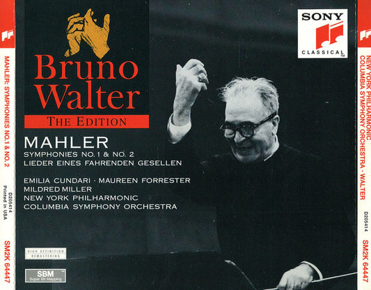 Bruno Walter, Gustav Mahler, Emilia Cundari, Maureen Foster, Mildred Miller, New York Philharmonic, Columbia Symphony Orchestra : Symphonies No. 1 & No. 2 / Lieder Eines Fahrenden Gesellen (2xCD, Album, Comp, Club, RM)