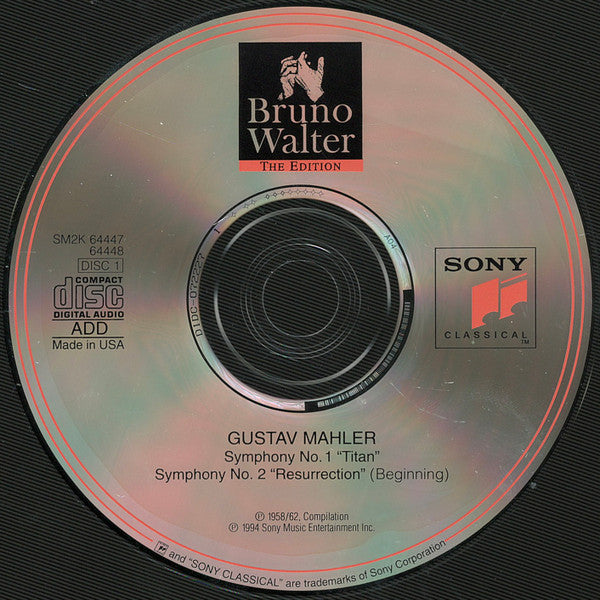 Bruno Walter, Gustav Mahler, Emilia Cundari, Maureen Foster, Mildred Miller, New York Philharmonic, Columbia Symphony Orchestra : Symphonies No. 1 & No. 2 / Lieder Eines Fahrenden Gesellen (2xCD, Album, Comp, Club, RM)