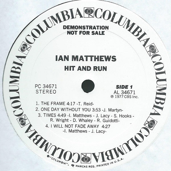 Iain Matthews : Hit And Run (LP, Album, Promo)