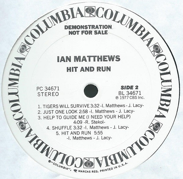 Iain Matthews : Hit And Run (LP, Album, Promo)