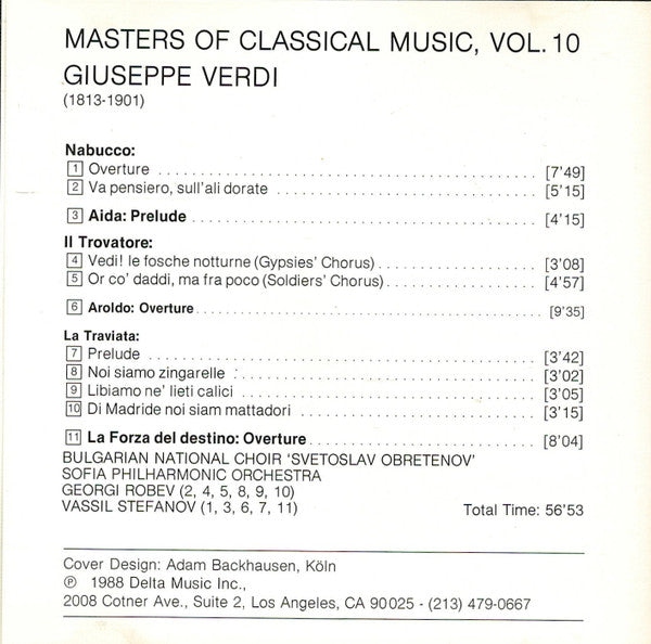 Giuseppe Verdi : Masters Of Classical Music, Vol.10: Verdi (CD, Comp)