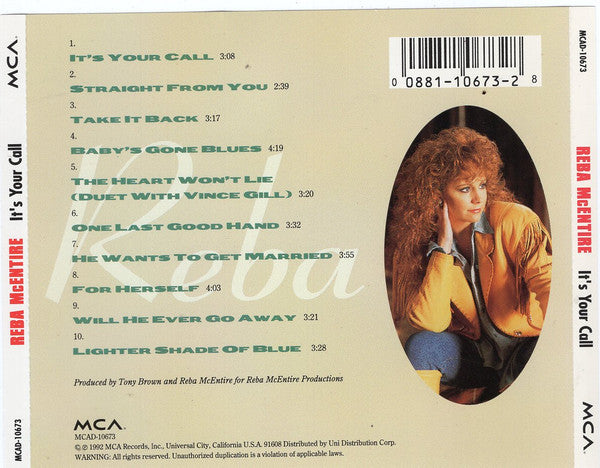 Reba McEntire : It's Your Call (CD, Album)
