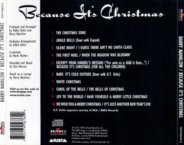 Barry Manilow : Because It's Christmas (CD, Album)