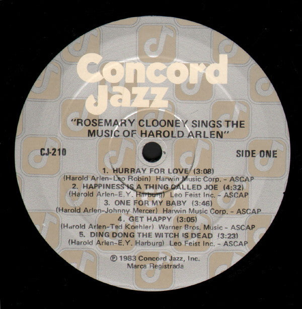 Rosemary Clooney - Rosemary Clooney Sings The Music Of Harold Arlen (LP) (VG+) - Endless Media