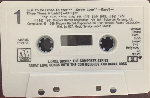 Lionel Richie : Great Love Songs With The Commodores & Diana Ross (Cass, Comp, Club)