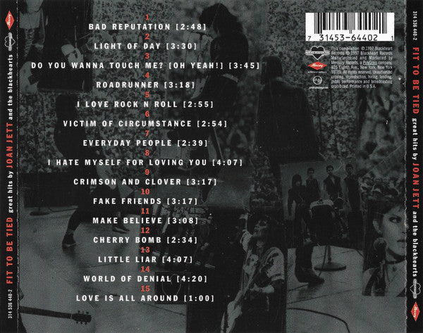 Joan Jett & The Blackhearts : Fit To Be Tied - Great Hits By Joan Jett And The Blackhearts (CD, Comp, Enh)