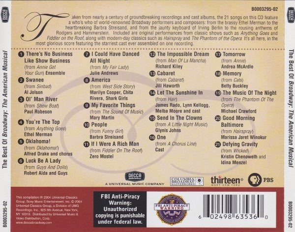 Various : The Best Of Broadway : The American Musical (CD, Comp)