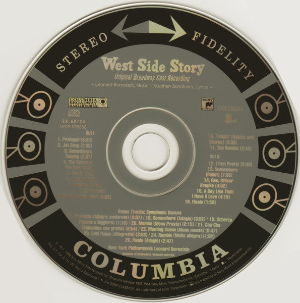 Leonard Bernstein / New York Philharmonic : West Side Story (Original Broadway Cast Recording) (CD, Album, RE, RM)
