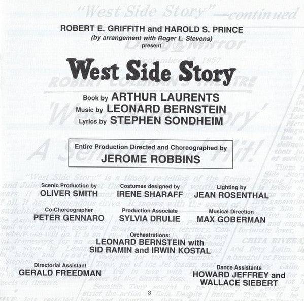 Leonard Bernstein / New York Philharmonic : West Side Story (Original Broadway Cast Recording) (CD, Album, RE, RM)