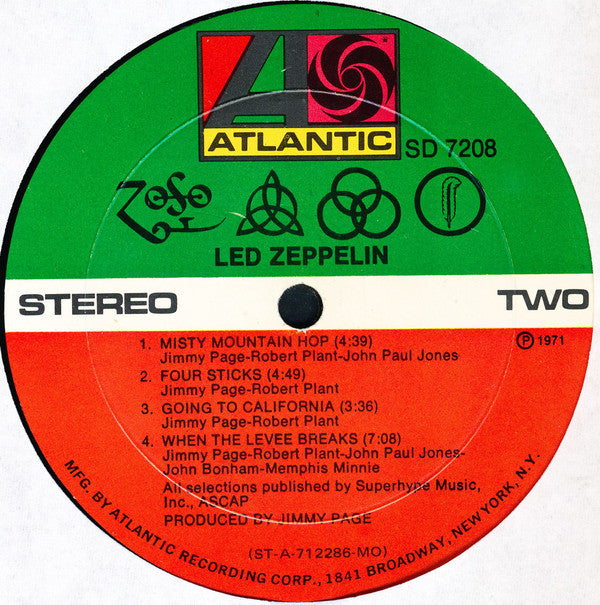 Led Zeppelin : Untitled (LP, Album, Mon)