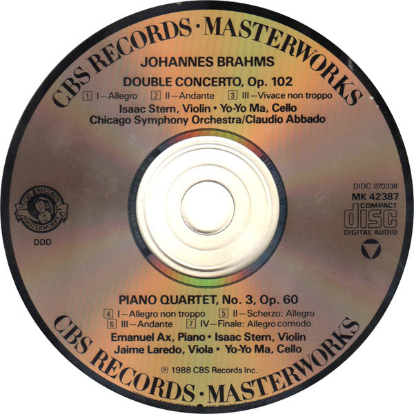 Johannes Brahms - Isaac Stern · Yo-Yo Ma · Claudio Abbado, Chicago Symphony Orchestra : Double Concerto · Piano Quartet, Op. 60 (CD, Album)