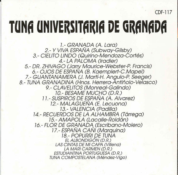 Tuna Universitaria de Granada : Tuna Universitaria de Granada (CD, Album)