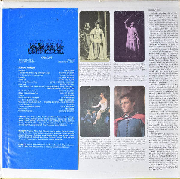 Richard Burton (2), Julie Andrews - Alan Jay Lerner, Frederick Loewe : Camelot (LP, Album, Gat)