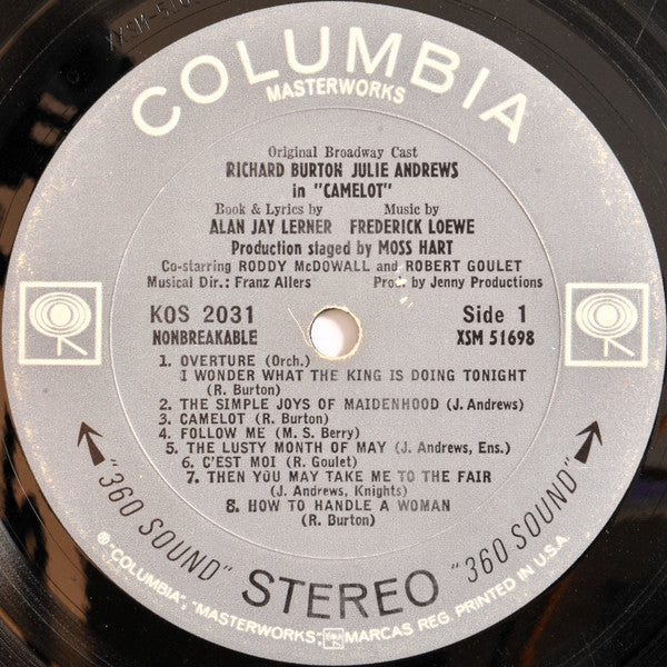 Richard Burton (2), Julie Andrews - Alan Jay Lerner, Frederick Loewe : Camelot (LP, Album, Gat)