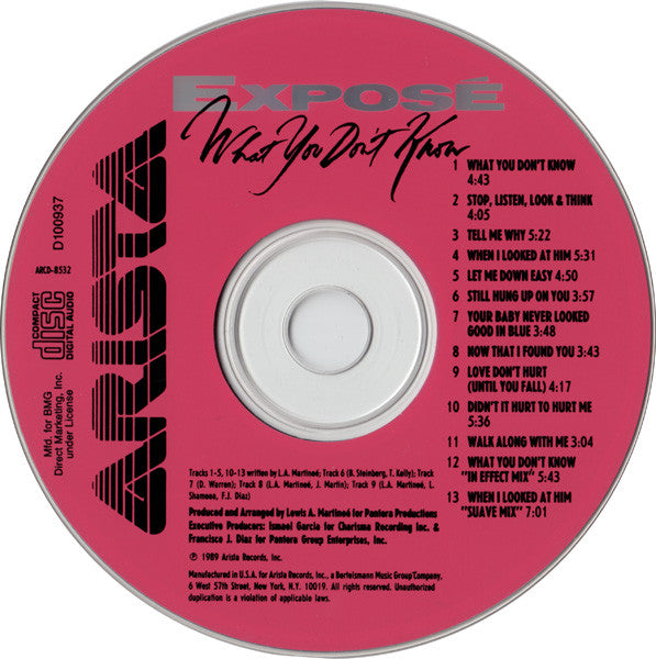 Exposé : What You Don't Know (CD, Album, Club)