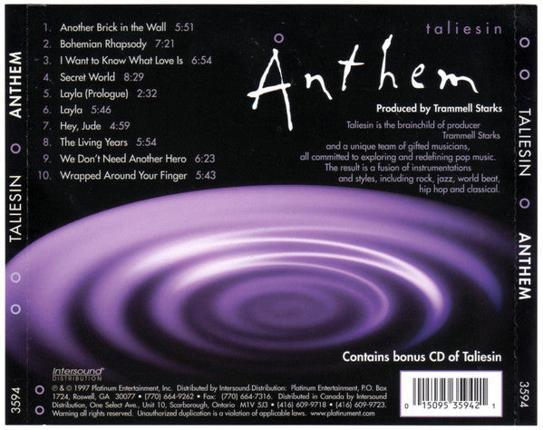 The Taliesin Orchestra : Anthem (2xCD, Album)