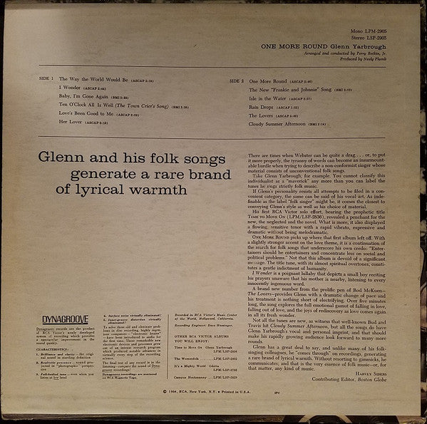 Glenn Yarbrough : One More Round (LP, Album)