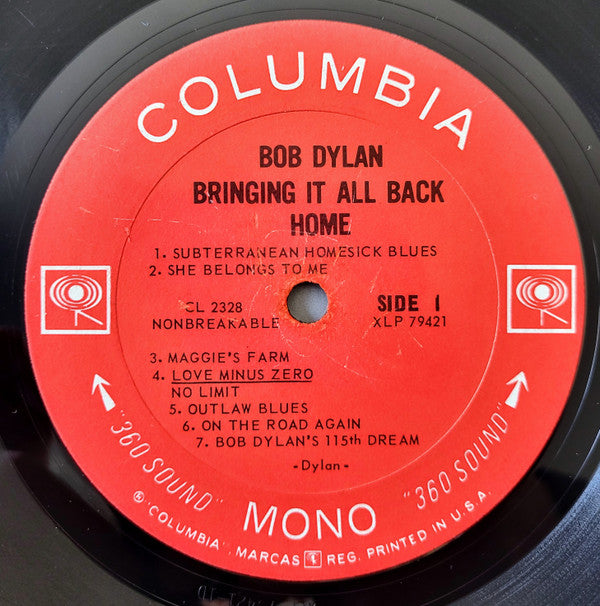 Bob Dylan : Bringing It All Back Home (LP, Album, Mono, RE, RP, Pit)