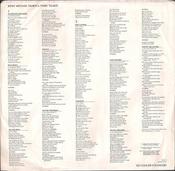 John Michael Talbot & Terry Talbot : No Longer Strangers (LP, Album)