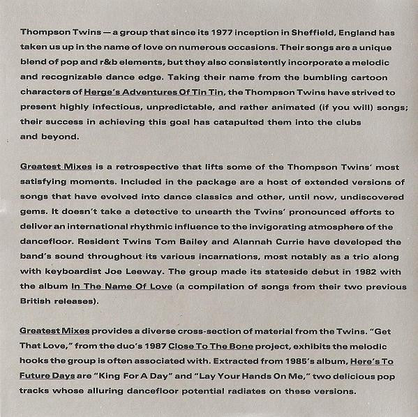 Thompson Twins : The Best Of Thompson Twins / Greatest Mixes (CD, Comp, Club)