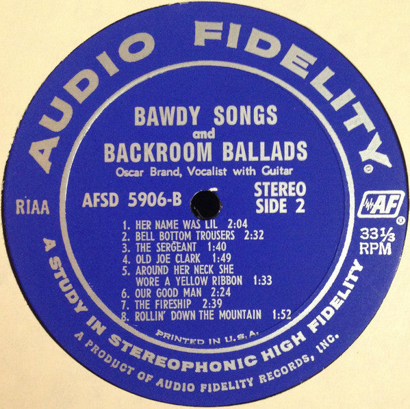 Oscar Brand - Bawdy Songs And Backroom Ballads - Vol.1 (LP) (VG+) - Endless Media