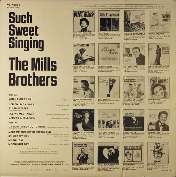 The Mills Brothers : Such Sweet Singin' (LP, Comp)