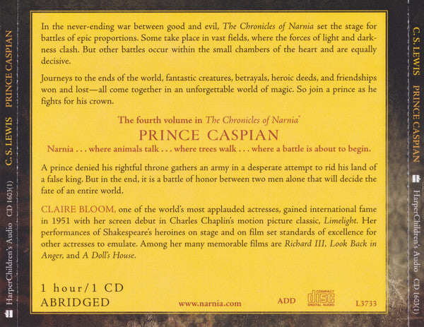 Claire Bloom - The Chronicles Of Narnia: Prince Caspian (CD) (M) - Endless Media