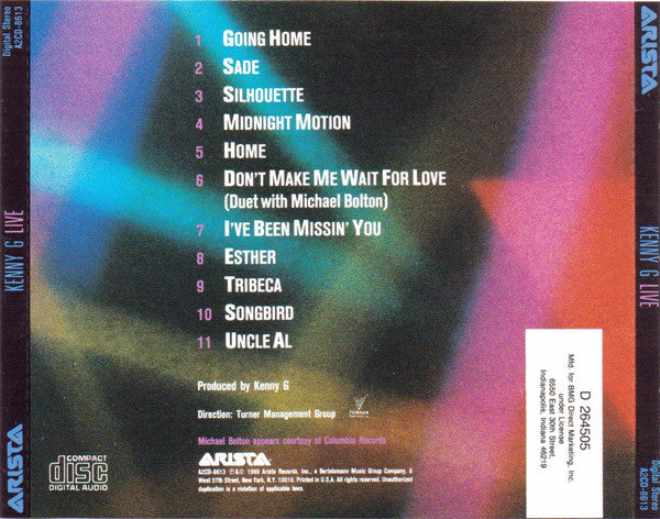 Kenny G  - Live (CD) (VG+) - Endless Media