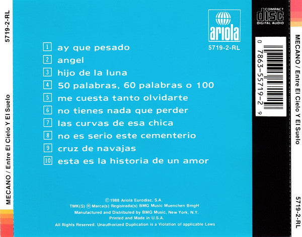 Mecano : Entre El Cielo Y El Suelo (CD, Album, RE)