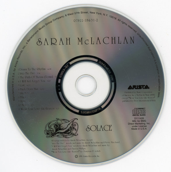 Sarah McLachlan : Solace (CD, Album, Club, BMG)