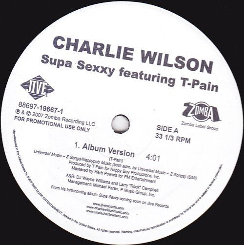 Charlie Wilson Featuring T-Pain - Supa Sexxy (12") (VG+) - Endless Media