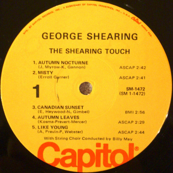 George Shearing - String Choir Conducted By Billy May : The Shearing Touch (LP, Album, RE)