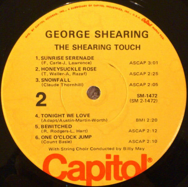 George Shearing - String Choir Conducted By Billy May : The Shearing Touch (LP, Album, RE)