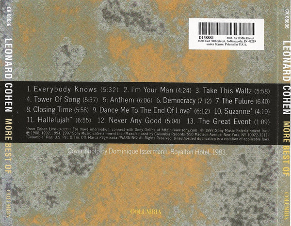 Leonard Cohen : More Best Of (CD, Comp, Club, BMG)