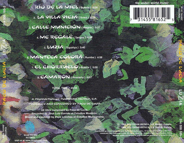 Paco De Lucía : Luzia (CD, Album)