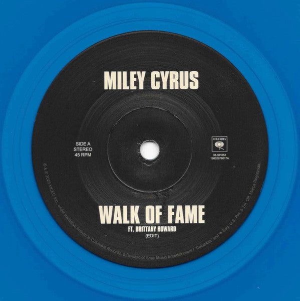 Miley Cyrus : Walk Of Fame / Reborn (7", Single, Ltd, Blu)