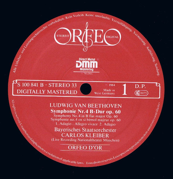 Ludwig van Beethoven · Bayerisches Staatsorchester, Carlos Kleiber : Beethoven Symphonie Nr. 4 – Live Recording (LP, RE, Dig)