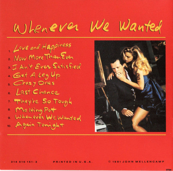 John Cougar Mellencamp : Whenever We Wanted (CD, Album, Club)