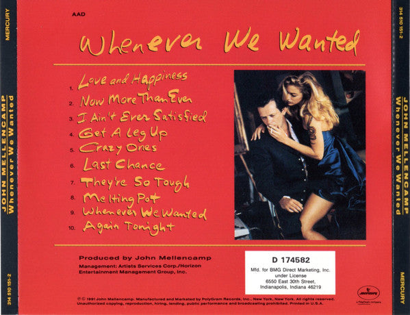 John Cougar Mellencamp : Whenever We Wanted (CD, Album, Club)
