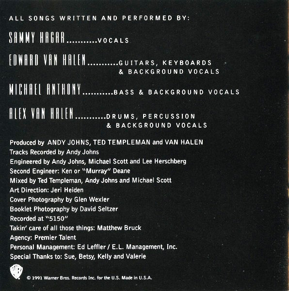 Van Halen : For Unlawful Carnal Knowledge (CD, Album, RP, Cin)