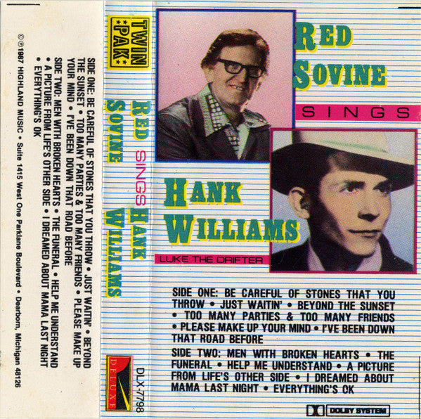 Red Sovine : Red Sovine Sings Hank Williams (Cass, Album, Dol)