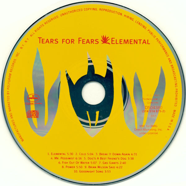 Tears For Fears : Elemental (CD, Album, Club)