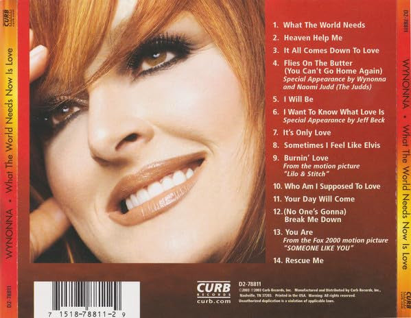 Wynonna : What The World Needs Now Is Love (CD, Album,  )