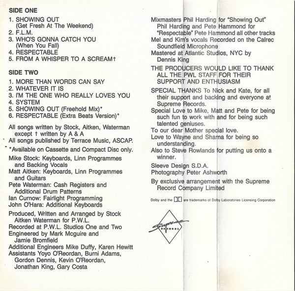 Mel & Kim : FLM (Cass, Album)