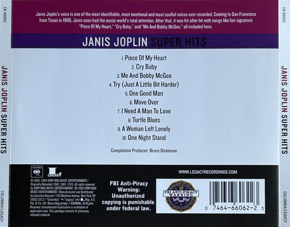 Janis Joplin : Super Hits (CD, Comp, RE)