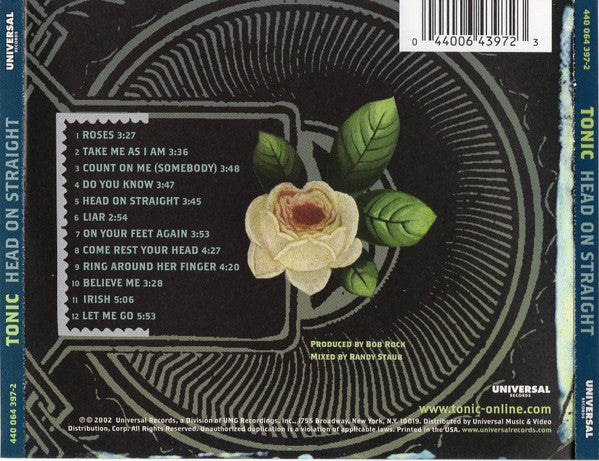 Tonic (2) : Head On Straight (CD, Album)