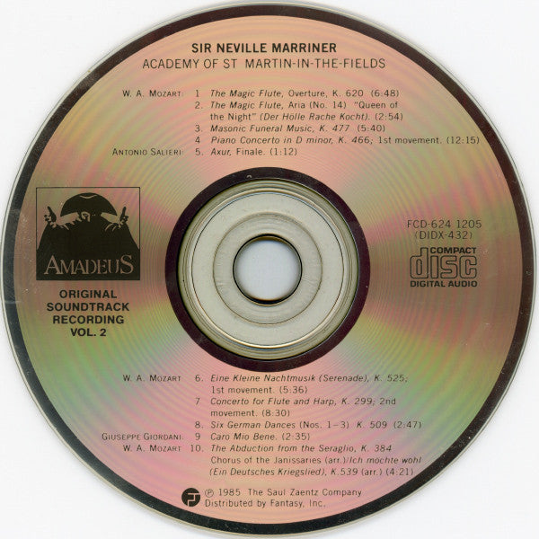 Sir Neville Marriner, The Academy Of St. Martin-in-the-Fields : Amadeus (More Music From The Original Soundtrack Of The Film) (CD)