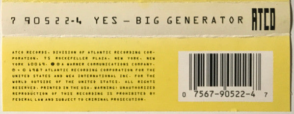 Yes : Big Generator (Cass, Album, SR,)