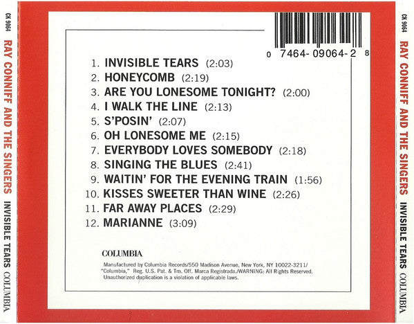 Ray Conniff And The Singers : Invisible Tears (CD, Album, RE)