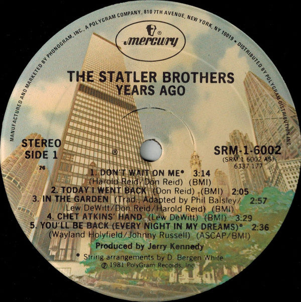 The Statler Brothers : Years Ago (LP, Album, 26 )